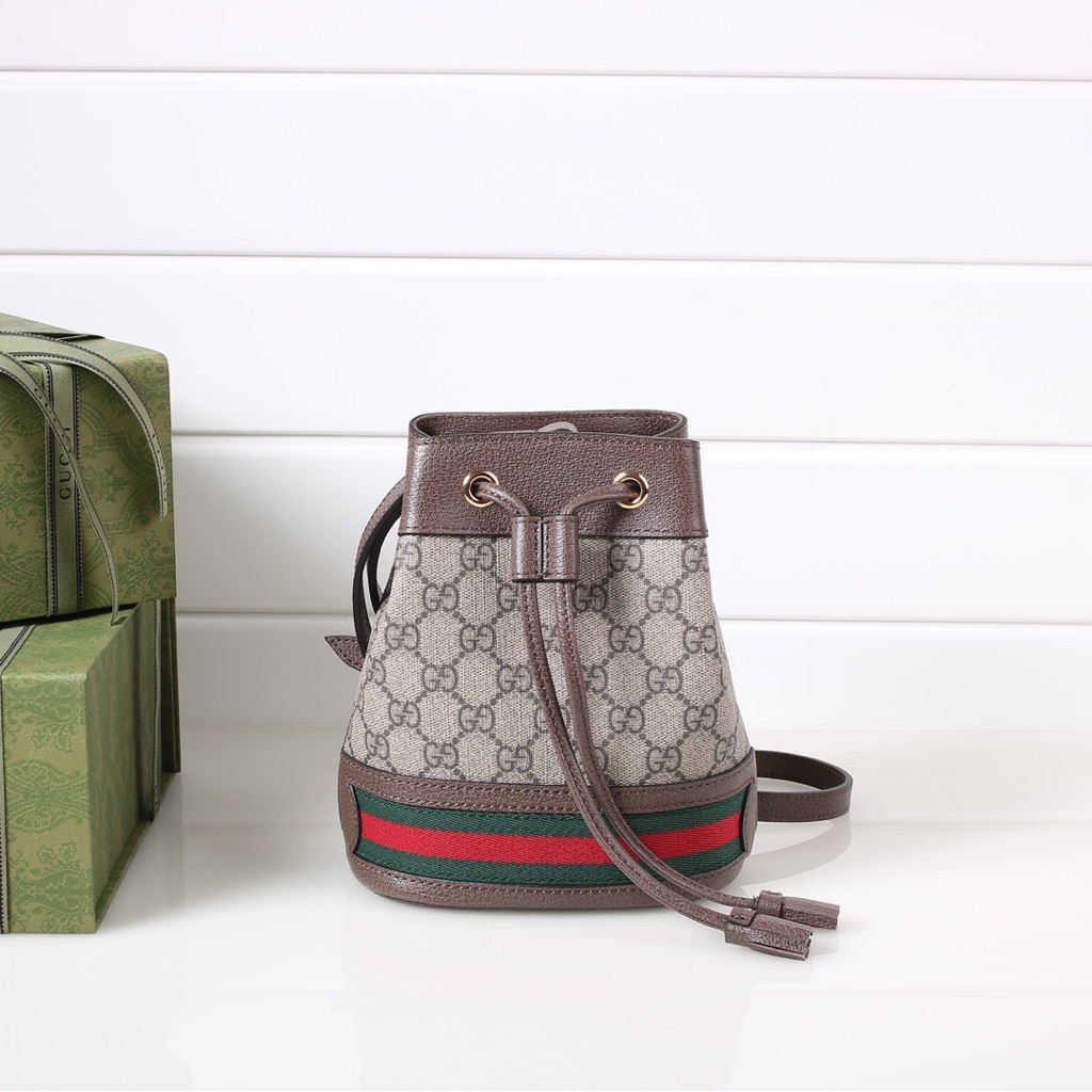 Gucci Beige And Brown Mini Bucket Shoulder Bag